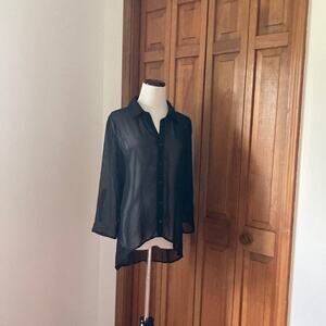 No Boundaries Sheer Black Buttondown Shirt, Size L